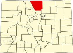 Map of Colorado highlighting Larimer County